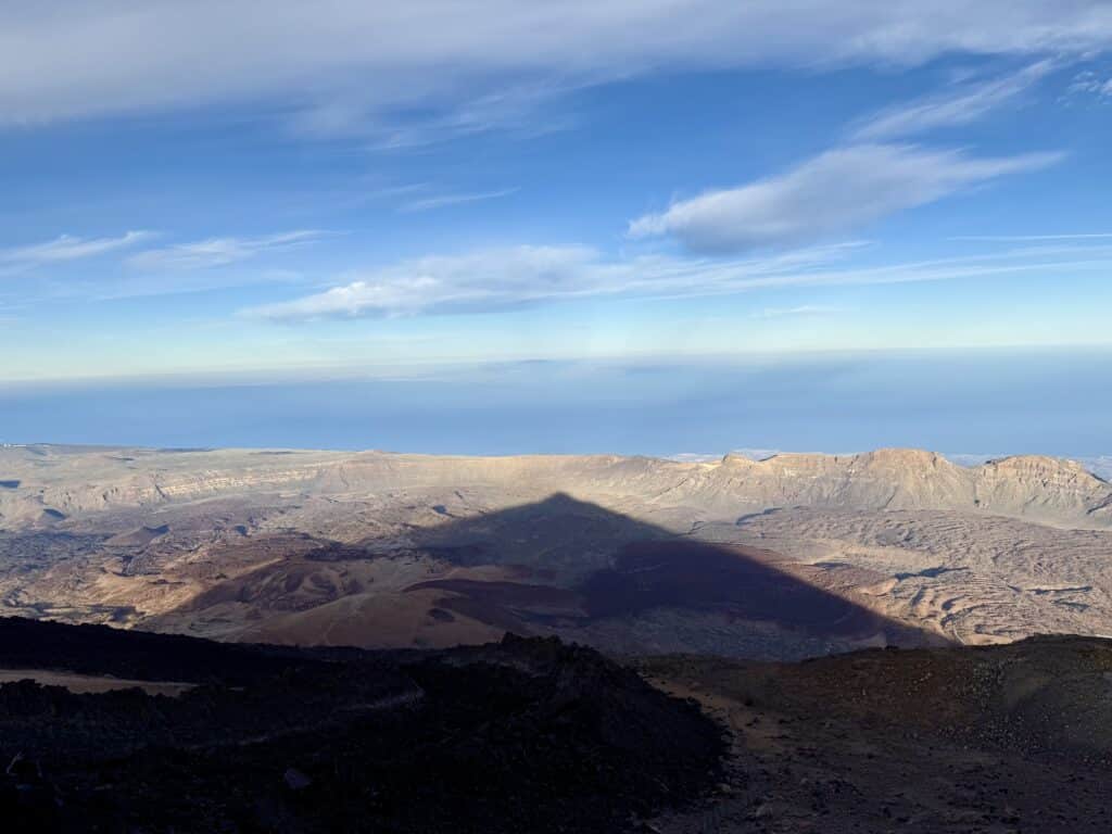 Sombra del Teide al atardecer desde Rambleta